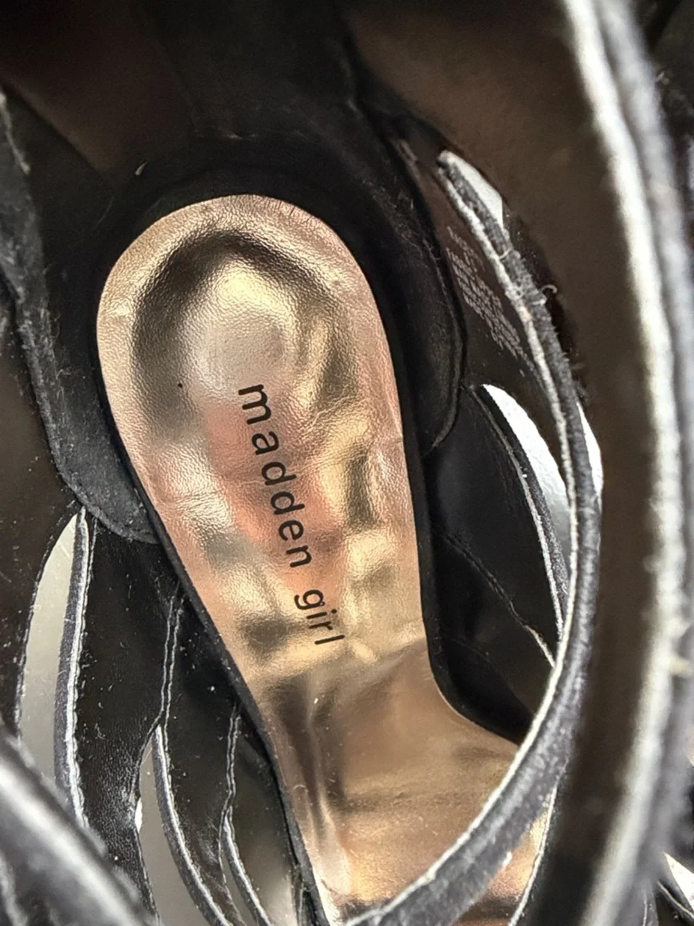 Madden Girl Black Lace-Up Cutout Stiletto Heels - Picture 2 of 7